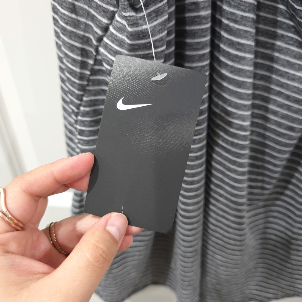 Nike Gray White Striped High Low Sleeveless Tank Dress Swim Cover Up, Nwt Size L - Picture 9 of 12